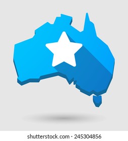 Illustration of an Australia map icon with a star