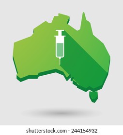 Illustration of an  Australia map with a syringe