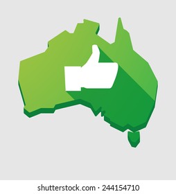 Illustration of an  Australia map with a thumb hand