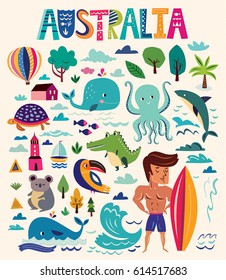 Illustration with Australia symbols