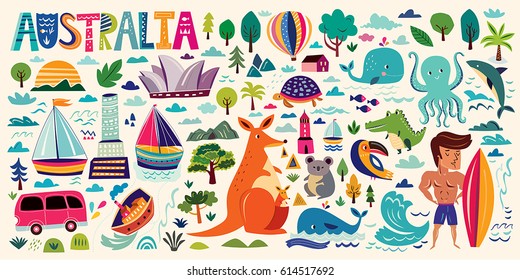 Illustration with Australia symbols