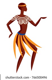 Illustration of Australian aborigine woman dancing in national costume