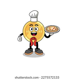 Illustration of australian dollar as an italian chef , character design