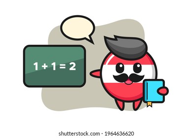 Illustration of austria flag badge character as a teacher, cute style design for t shirt, sticker, logo element