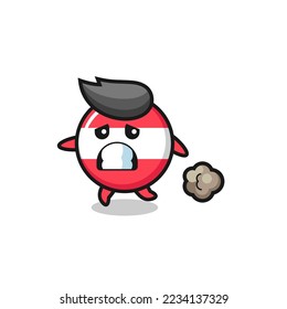 illustration of the austria flag badge running in fear , cute style design for t shirt, sticker, logo element