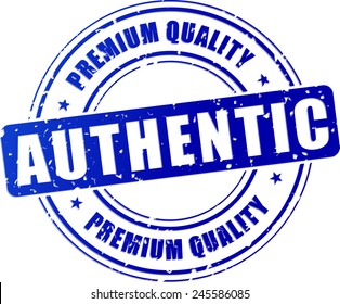 illustration of authentic blue stamp design icon