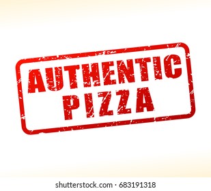 Illustration of authentic pizza text buffered on white background