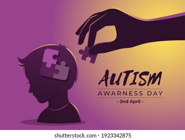 An Illustration of Autism Awarness Day with Puzzle Pieces in Child’s Head