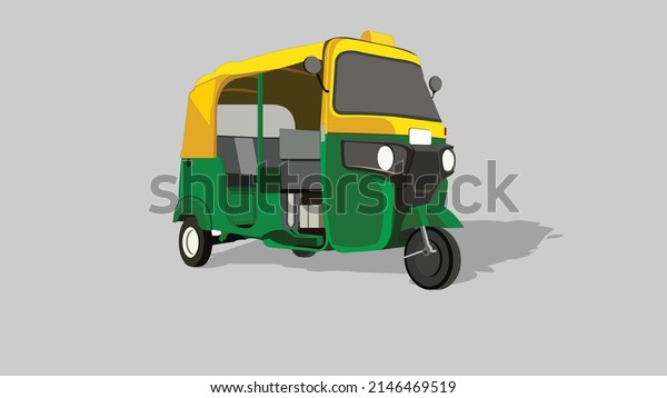 Illustration of auto rickshaw\
side view