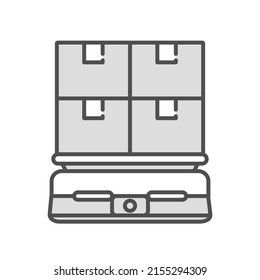 Ilustración de un robot de transporte automático con cajas de cartón.