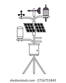 illustration automatic weather station tower equipped with solar panels wind vane anemometer and temperature sensors for meteorological monitoring
