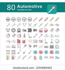 Illustration of Automotive Collection design Flat Icon. Automotive Solid Icon Pack. Set of Automotive Flat Icon