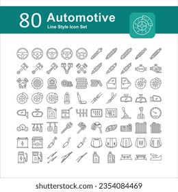 Illustration of Automotive Collection design Line Icon. Automotive Outline Icon Pack. Set of Automotive Line Icon