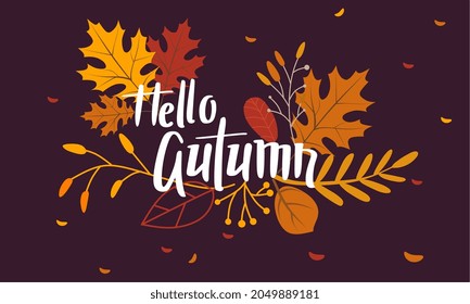 Illustration Autumn Background with Leaves