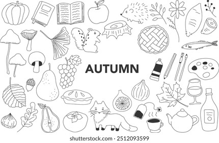 An illustration of a autumn with distinctive hand drawn lines