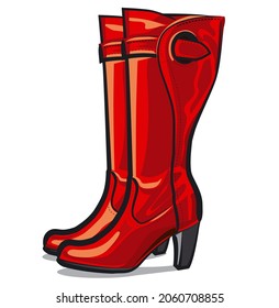 Illustration of the autumn female high red boots