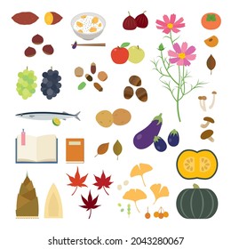 Illustration of autumn food and autumn design