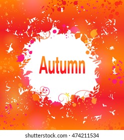 Illustration Autumn Grunge Background, Abstract Decorative Frame - Vector