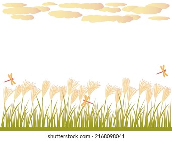 It is an illustration of the autumn landscape where Japanese pampas grass grows.