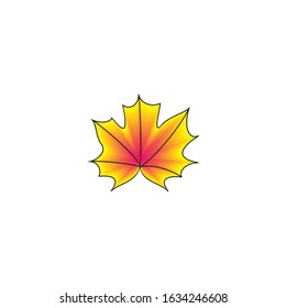 Illustration autumn leaf maple full color background or pattern vector design icon