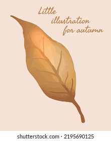 illustration with autumn leaf with rough hand-drawn texture