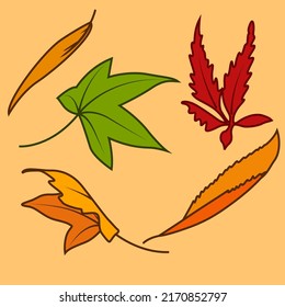 Illustration autumn leaf. Start of fall autumn