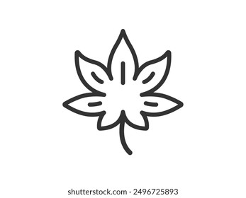 Illustration of autumn leaves icon (line drawing).