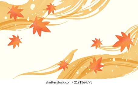 Illustration of autumn leaves, Japanese style background