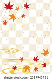 Illustration of autumn leaves in Japanese style, vector illustration