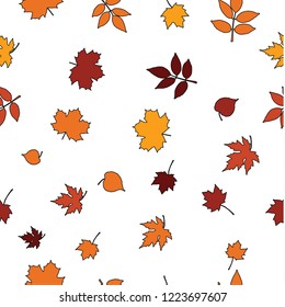 illustration of Autumn leaves seamless pattern