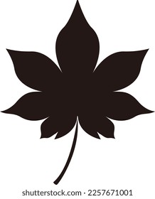 Illustration of autumn leaves silhouette (black and white)