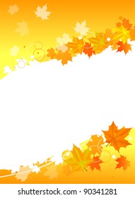 illustration with autumn maple foliage design isolated on white background