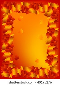 illustration with autumn maple foliage frame