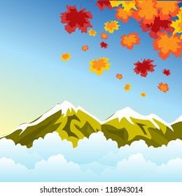 Illustration autumn in mountain high
