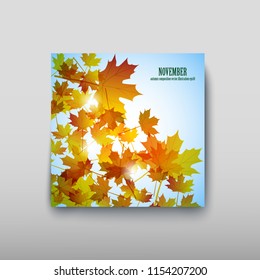 Illustration autumn still life. Maple leaves. Vector background
