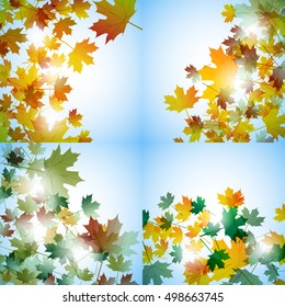 Illustration autumn still life. Maple leaves. Vector background