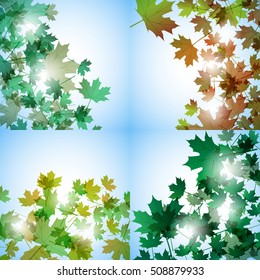 Illustration autumn still life. Maple leaves. Vector background