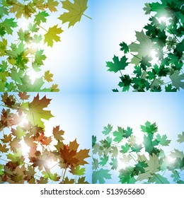 Illustration autumn still life. Maple leaves. Vector background