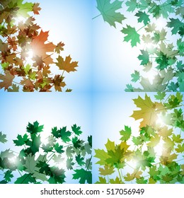Illustration autumn still life. Maple leaves. Vector background