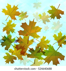 Illustration autumn still life. Maple leaves. Vector background