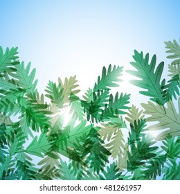 Illustration autumn still life. Oak leaves. Vector background