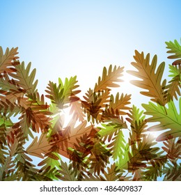 Illustration autumn still life. Oak leaves. Vector background