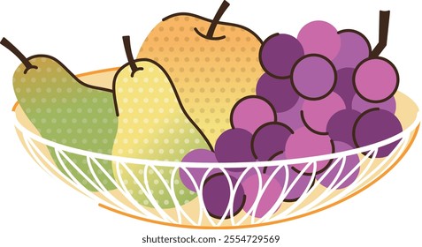 Illustration, Autumn tastes, fruits (pears, pears, grapes)