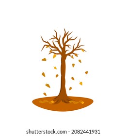  illustration Autumn tree. used usually in certain seasons, more precisely autumn. with fallen trees and fallen leaves