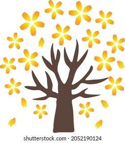 Illustration of autumn tree vector isolated on white background