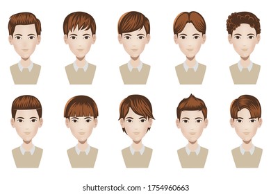 illustration avatar with hair style for game icon
