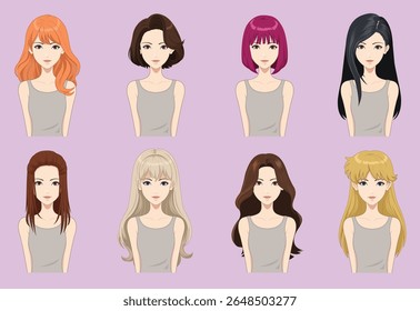 illustration avatar with hair style for game icon