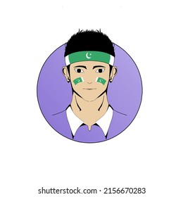 Illustration of avatar man who celebrate of pakistan indepence day in august