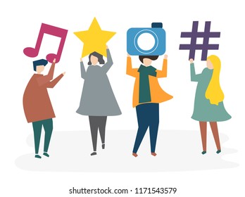 Ilustración del concepto de red social avatar