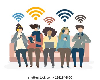Ilustración del concepto de red social avatar
